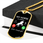 Horse Calling Horse Necklace Stainless Steel or 18k Gold Dog Tag 24" Chain-Express Your Love Gifts