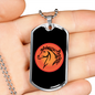 Horse Circle Pink Horse Necklace Stainless Steel or 18k Gold Dog Tag 24" Chain-Express Your Love Gifts
