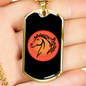 Horse Circle Pink Horse Necklace Stainless Steel or 18k Gold Dog Tag 24" Chain-Express Your Love Gifts