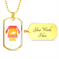 Horse Girl Horse Pink Necklace Stainless Steel or 18k Gold Dog Tag 24" Chain-Express Your Love Gifts