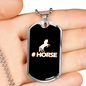 Horse Necklace # Horse Stainless Steel or 18k Gold Dog Tag 24" Chain-Express Your Love Gifts
