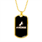 Horse Necklace # Horse Stainless Steel or 18k Gold Dog Tag 24" Chain-Express Your Love Gifts