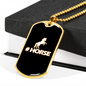 Horse Necklace # Horse Stainless Steel or 18k Gold Dog Tag 24" Chain-Express Your Love Gifts