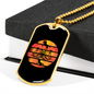 Horse orange Retro in Circle Horse Necklace Stainless Steel or 18k Gold Dog Tag 24" Chain-Express Your Love Gifts