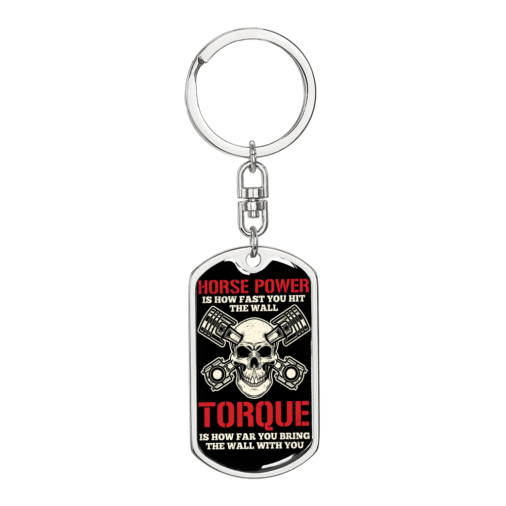 Horse Power Swivel Keychain Dog Tag Stainless Steel or 18k Gold-Express Your Love Gifts