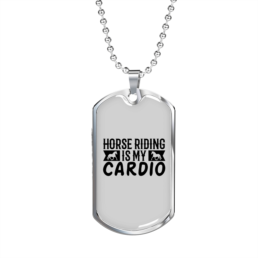 Horse Riding is My Cardio Horse Necklace Stainless Steel or 18k Gold Dog Tag 24" Chain-Express Your Love Gifts