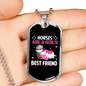 Horses Are a Girl's Best Friend Horse Necklace Stainless Steel or 18k Gold Dog Tag 24" Chain-Express Your Love Gifts