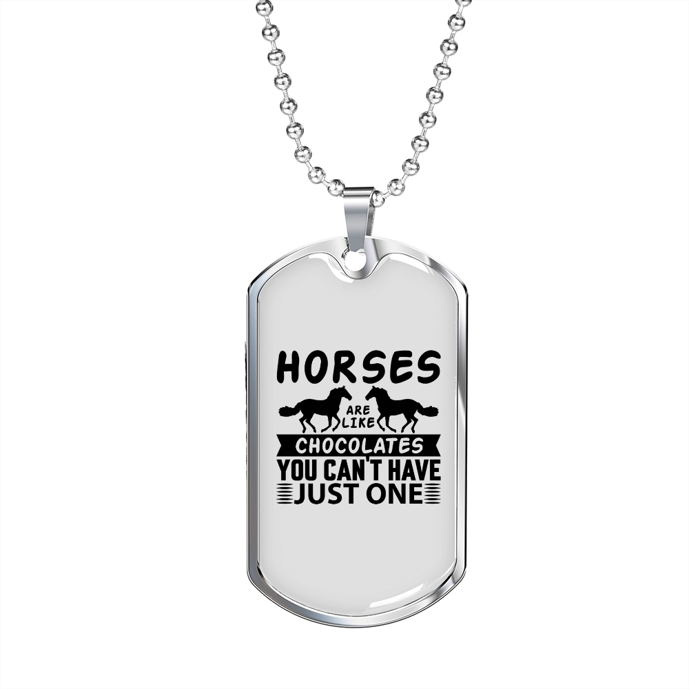 Horses Are Like Chocolates Horse Necklace Stainless Steel or 18k Gold Dog Tag 24" Chain-Express Your Love Gifts