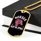 Horses Keep Me Stable Horse Necklace Stainless Steel or 18k Gold Dog Tag 24" Chain-Express Your Love Gifts
