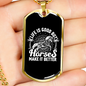Horses Make Life Better Black and White Horse Necklace Stainless Steel or 18k Gold Dog Tag 24" Chain-Express Your Love Gifts