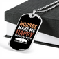 Horses Make Me Happy Horse Necklace Stainless Steel or 18k Gold Dog Tag 24" Chain-Express Your Love Gifts