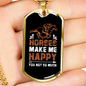 Horses Makes Me Happy Brown Horse Necklace Stainless Steel or 18k Gold Dog Tag 24" Chain-Express Your Love Gifts