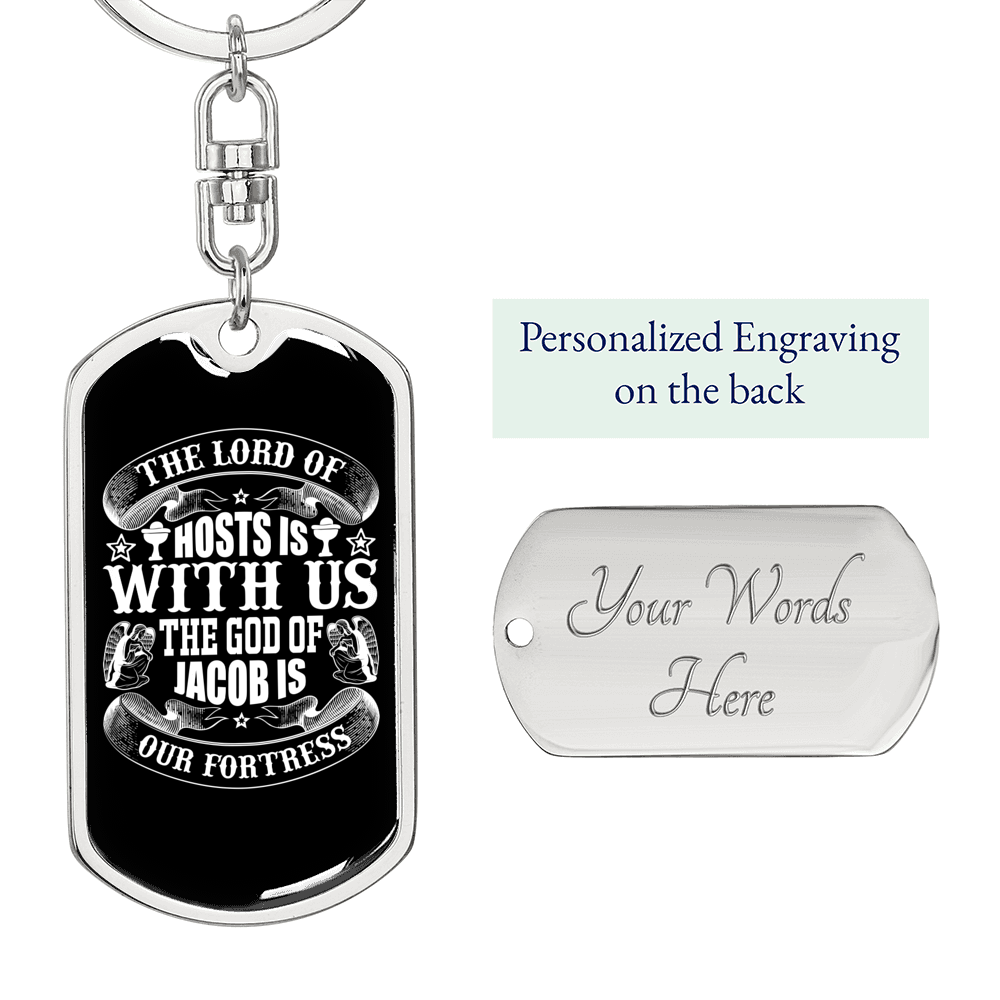 Hosts With Us Christian Keychain Stainless Steel or 18k Gold Dog Tag Keyring-Express Your Love Gifts