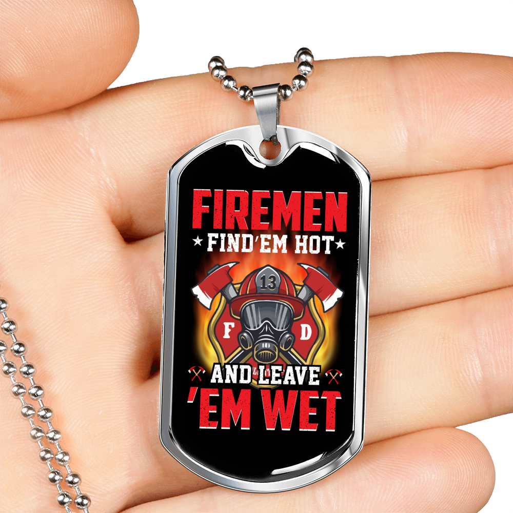 Hot Firemen Firefighter Gift Stainless Steel or 18k Gold Dog Tag 24" Chain-Express Your Love Gifts