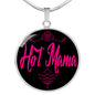 Hot Mama Necklace Circle Pendant Stainless Steel or 18k Gold 18-22"-Express Your Love Gifts