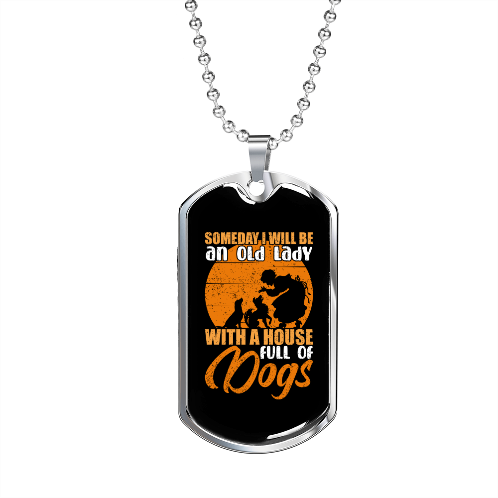 House Full of Dogs Necklace Stainless Steel or 18k Gold Dog Tag 24" Chain-Express Your Love Gifts