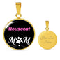 Housecat Cat Mom Necklace Circle Pendant Stainless Steel or 18k Gold 18-22"-Express Your Love Gifts