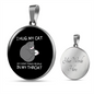 Hug My Cat Circle Necklace Stainless Steel or 18k Gold 18-22"-Express Your Love Gifts