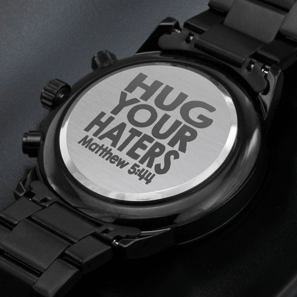 Hug Your Haters Engraved Bible Verse Men's Watch Multifunction Stainless Steel W Copper Dial-Express Your Love Gifts