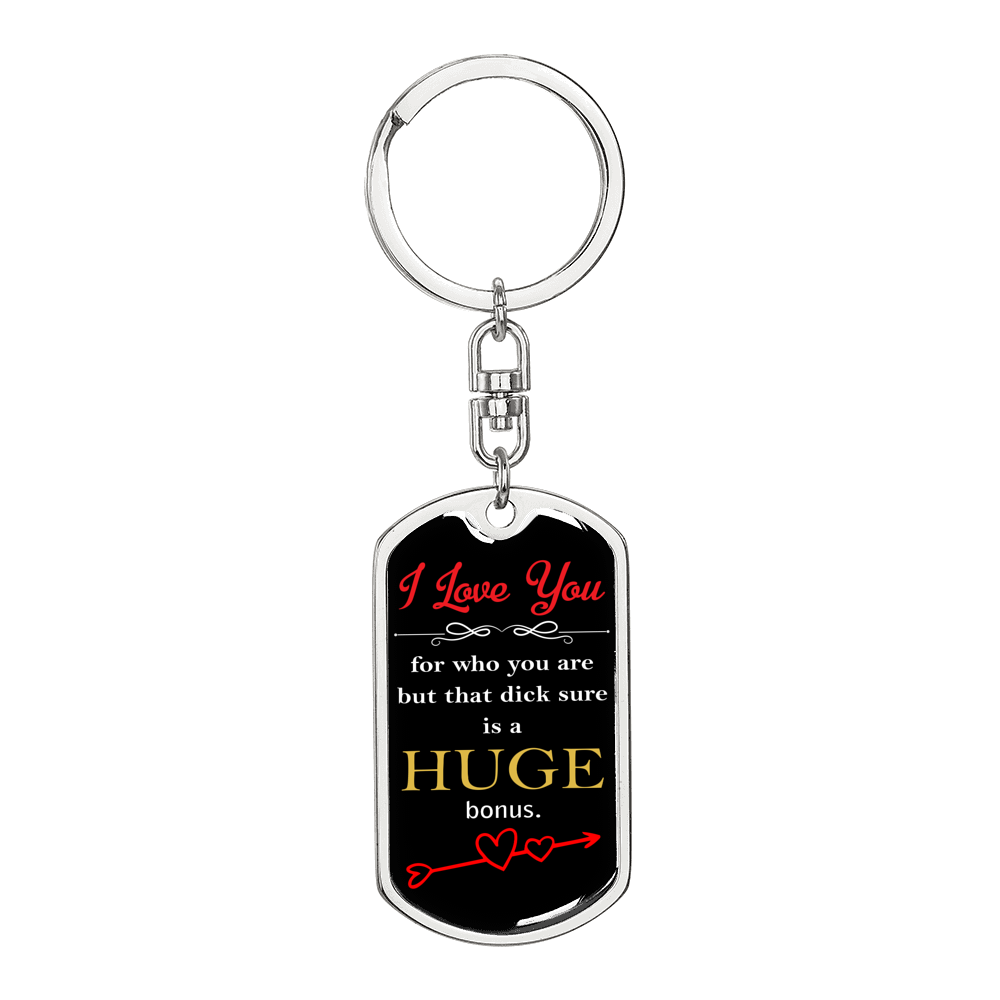 Huge Bonus Keychain Stainless Steel or 18k Gold Dog Tag Keyring-Express Your Love Gifts