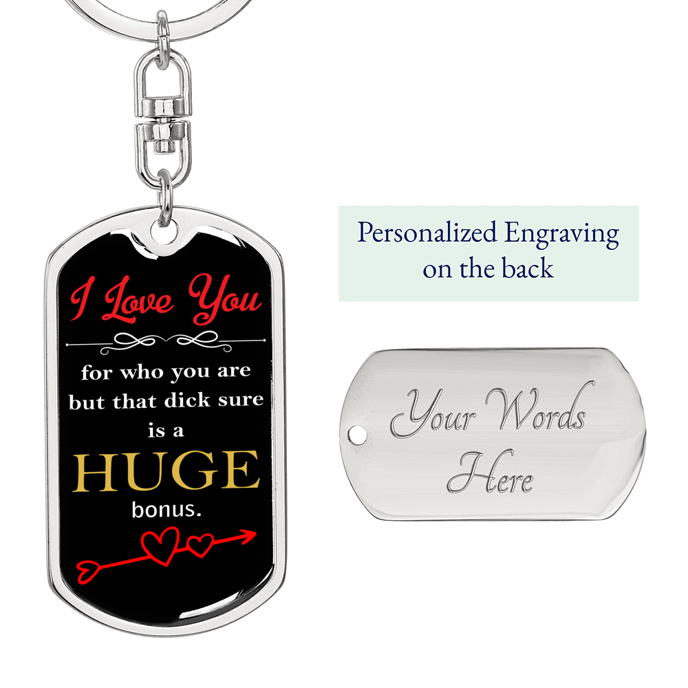 Huge Bonus Keychain Stainless Steel or 18k Gold Dog Tag Keyring-Express Your Love Gifts
