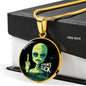 Humans Sucks Circle Pendant UFO Alien Fan Necklace Stainless Steel or 18k Gold 18-22"-Express Your Love Gifts