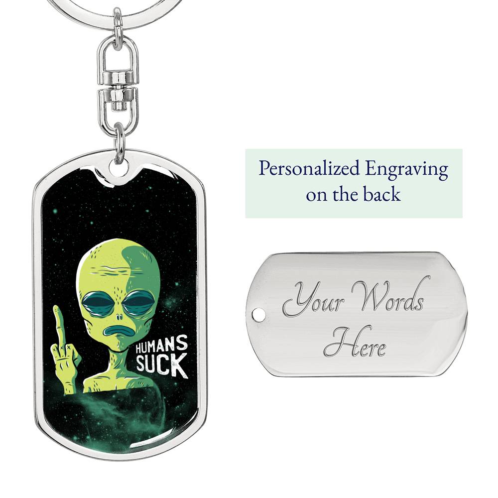 Humanssucksdogtag Dog Tag Pendant Keychain Stainless Steel or 18k Gold-Express Your Love Gifts