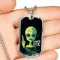 Humanssucksdogtag Necklace UFO Alien Fan Gift Stainless Steel or 18k Gold Dog Tag 24" Chain-Express Your Love Gifts