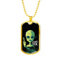Humanssucksdogtag Necklace UFO Alien Fan Gift Stainless Steel or 18k Gold Dog Tag 24" Chain-Express Your Love Gifts