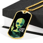 Humanssucksdogtag Necklace UFO Alien Fan Gift Stainless Steel or 18k Gold Dog Tag 24" Chain-Express Your Love Gifts