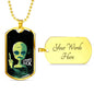 Humanssucksdogtag Necklace UFO Alien Fan Gift Stainless Steel or 18k Gold Dog Tag 24" Chain-Express Your Love Gifts