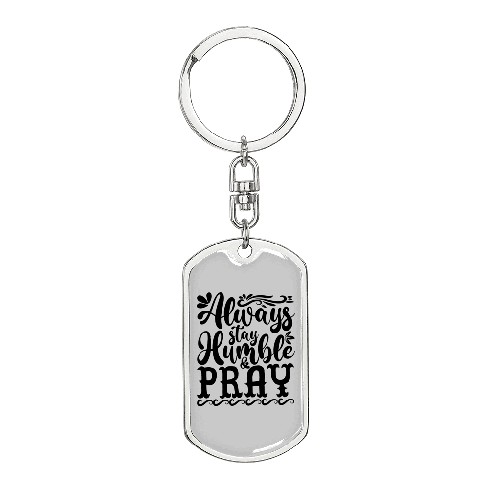 Humble And Pray Christian Keychain Stainless Steel or 18k Gold Dog Tag Keyring-Express Your Love Gifts