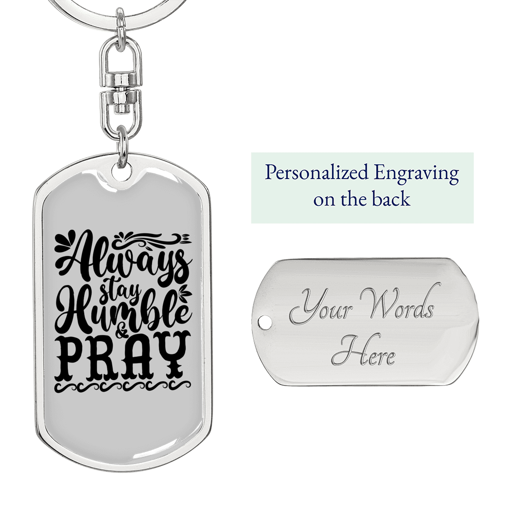 Humble And Pray Christian Keychain Stainless Steel or 18k Gold Dog Tag Keyring-Express Your Love Gifts