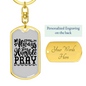 Humble And Pray Christian Keychain Stainless Steel or 18k Gold Dog Tag Keyring-Express Your Love Gifts