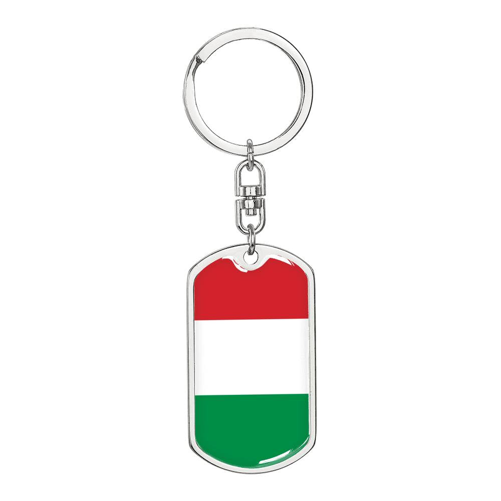 Hungary Flag Keychain Dog Tag Stainless Steel or 18k Gold-Express Your Love Gifts