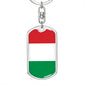 Hungary Flag Keychain Dog Tag Stainless Steel or 18k Gold-Express Your Love Gifts