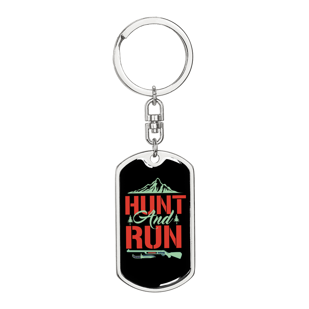 Hunt And Run Hunter'S Keychain Gift Stainless Steel or 18k Gold Dog Tag Keyring-Express Your Love Gifts
