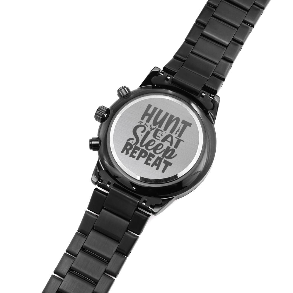 Hunt Eat Sleep Engraved For Hunting Hunters Multifunction Men's Watch Stainless Steel W Copper Dial-Express Your Love Gifts