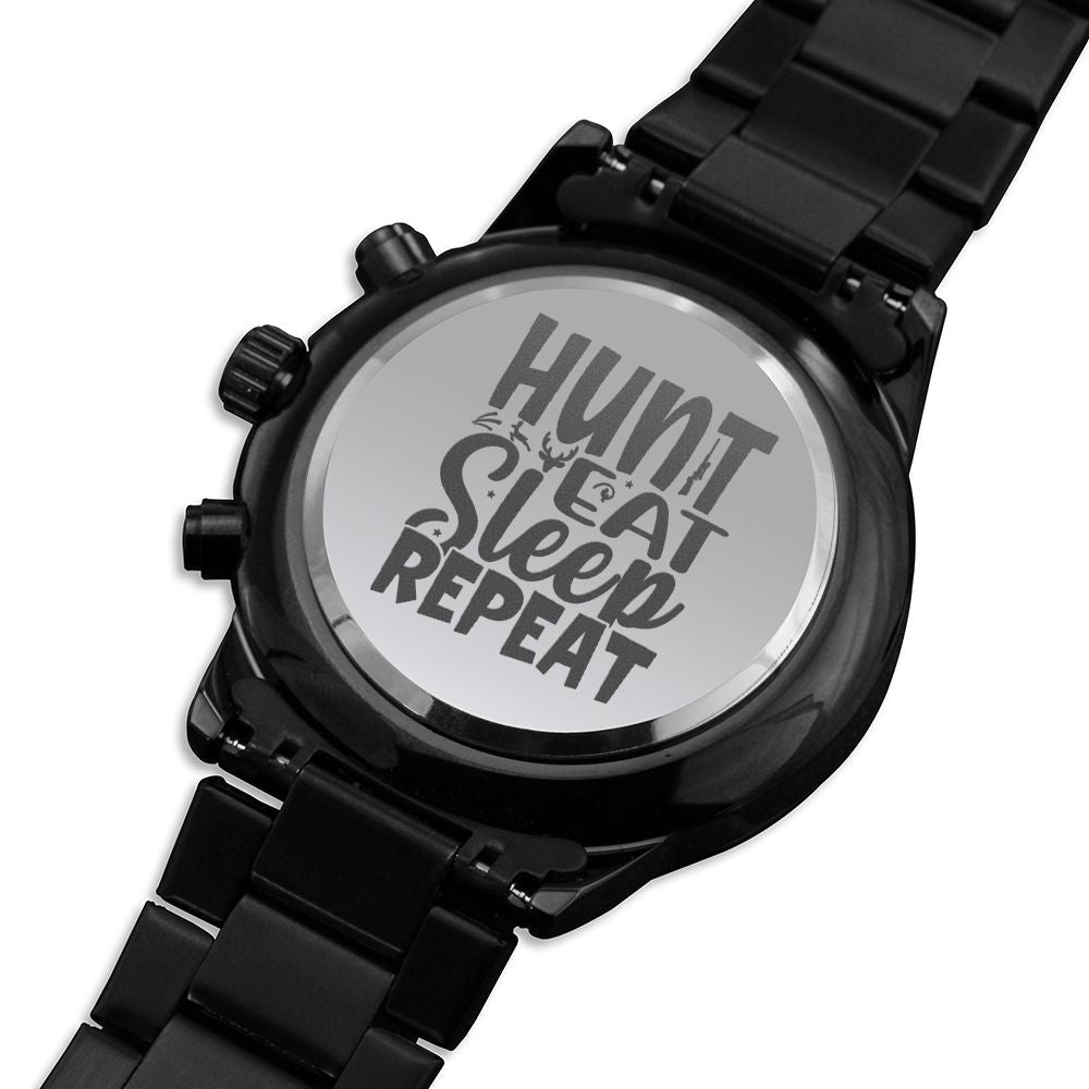 Hunt Eat Sleep Engraved For Hunting Hunters Multifunction Men's Watch Stainless Steel W Copper Dial-Express Your Love Gifts