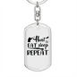 Hunt Eat Sleep Repeat Again Keychain Stainless Steel or 18k Gold Dog Tag Keyring-Express Your Love Gifts