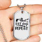 Hunt Eat Sleep Repeat Again Necklace Stainless Steel or 18k Gold Dog Tag 24" Chain-Express Your Love Gifts