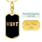 Hunt Keychain Stainless Steel or 18k Gold Dog Tag Keyring-Express Your Love Gifts