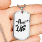 Hunt Life Necklace Stainless Steel or 18k Gold Dog Tag 24" Chain-Express Your Love Gifts
