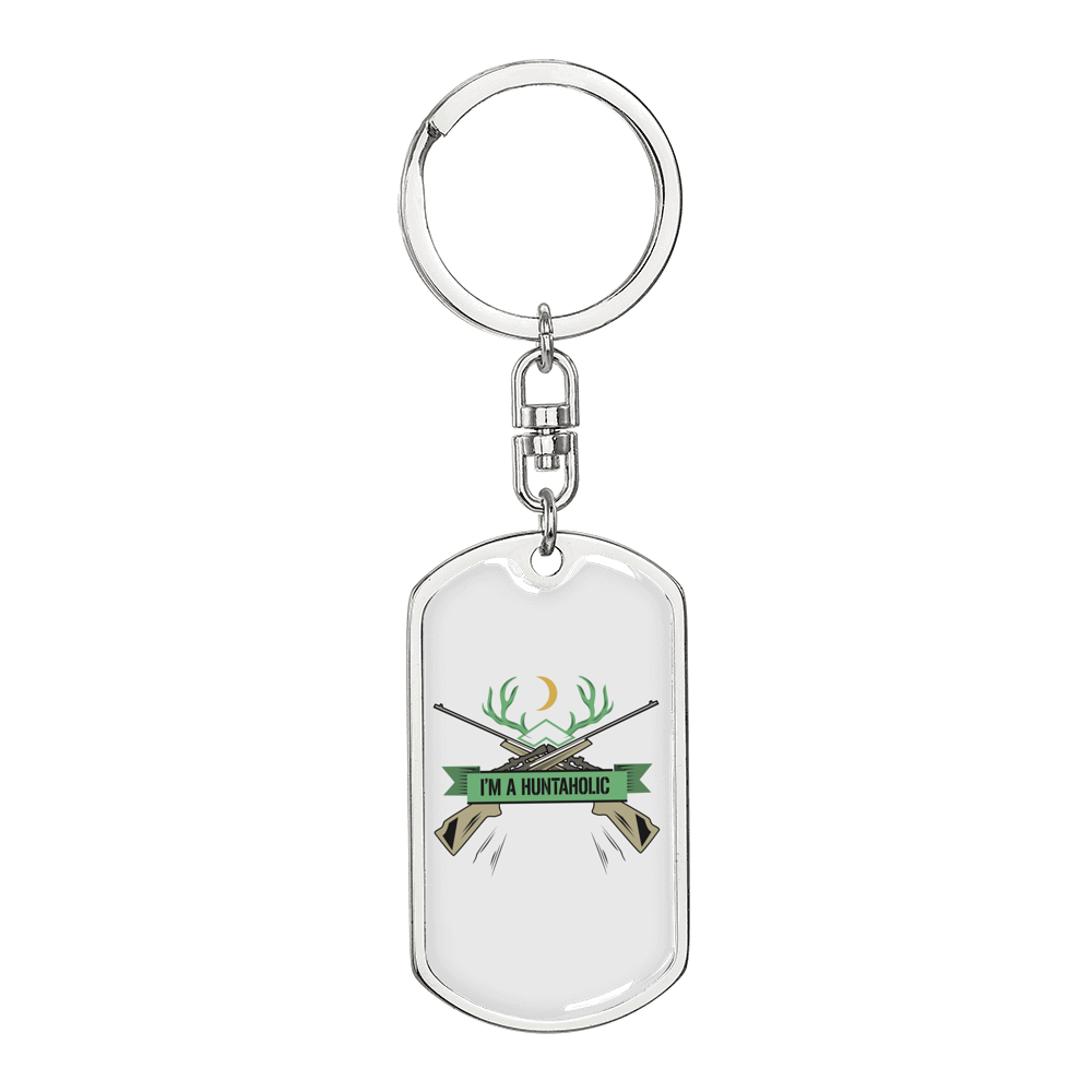 Huntaholic Hunter'S Keychain Gift Stainless Steel or 18k Gold Dog Tag Keyring-Express Your Love Gifts