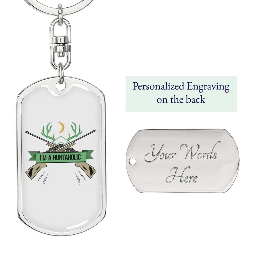 Huntaholic Hunter'S Keychain Gift Stainless Steel or 18k Gold Dog Tag Keyring-Express Your Love Gifts