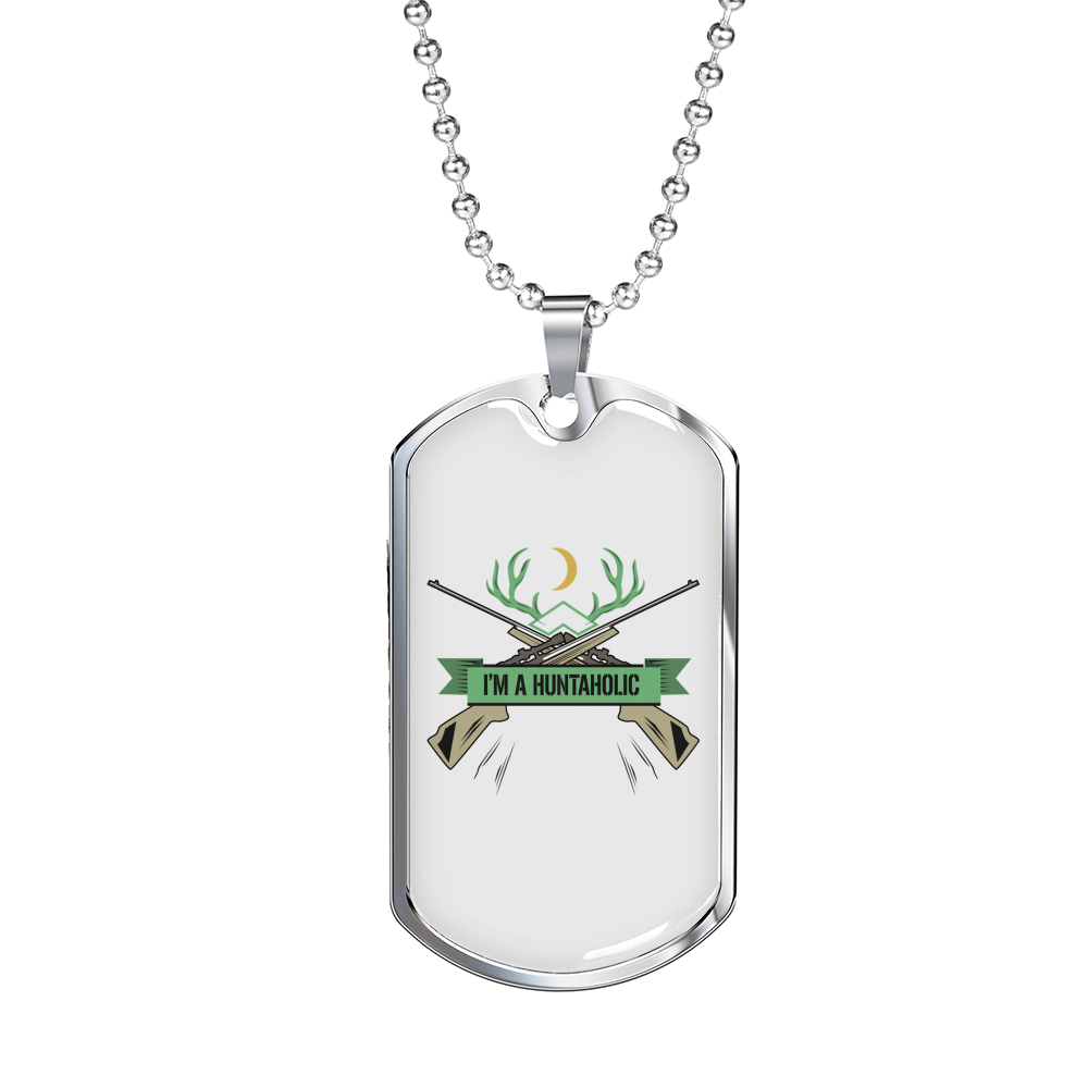 Huntaholic Hunting Necklace Stainless Steel or 18k Gold Dog Tag 24"-Express Your Love Gifts