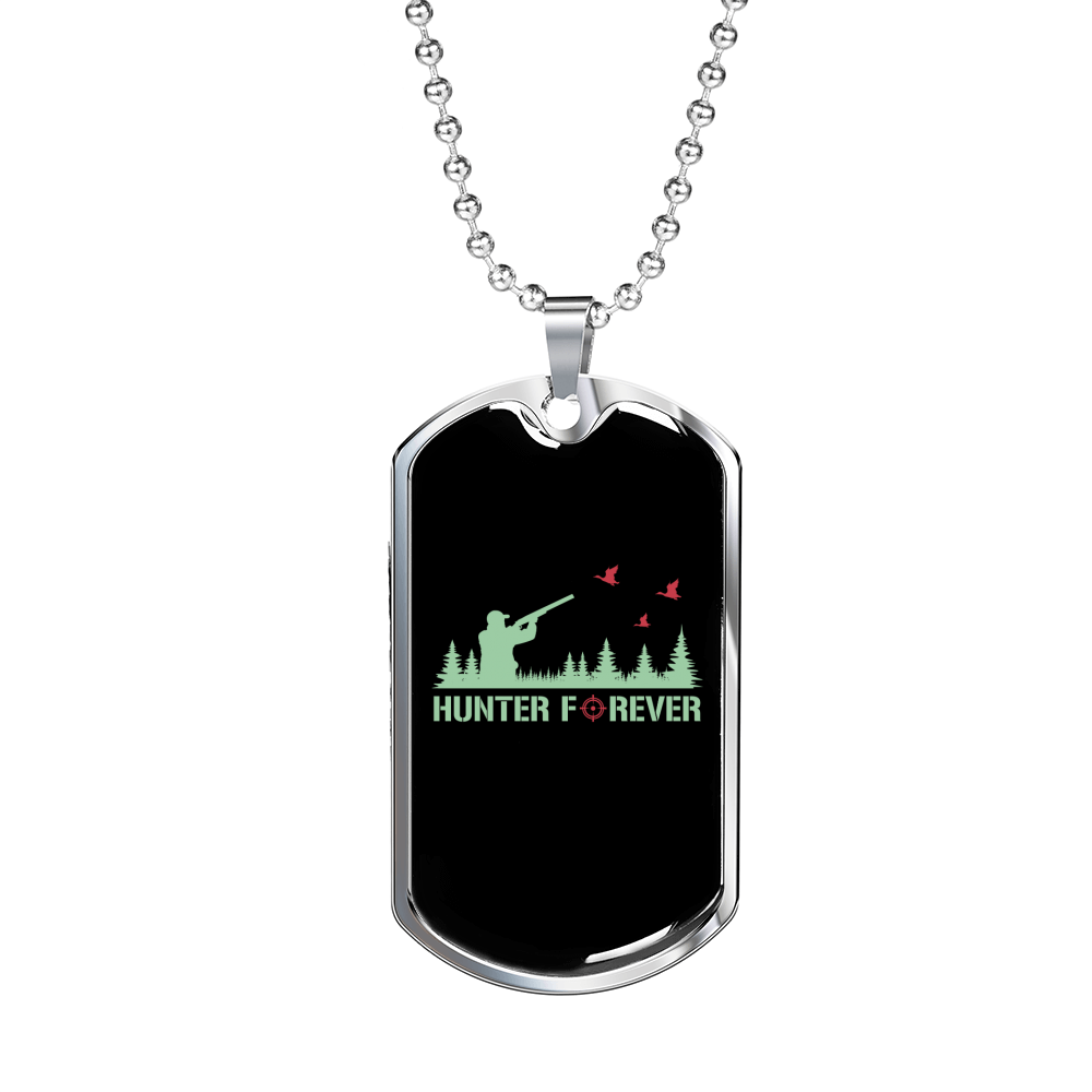 Hunter Forever Hunting Necklace Stainless Steel or 18k Gold Dog Tag 24"-Express Your Love Gifts