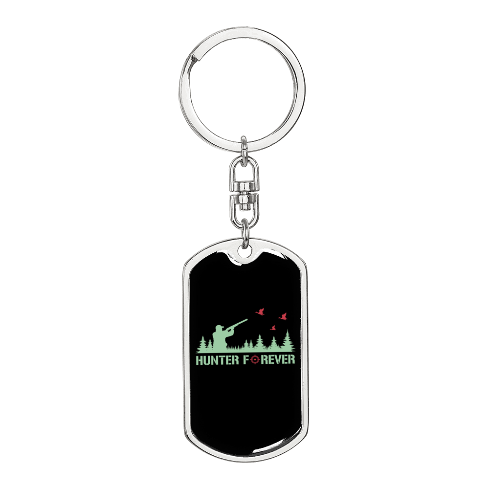 Hunter Forever Keychain Stainless Steel or 18k Gold Dog Tag Keyring-Express Your Love Gifts