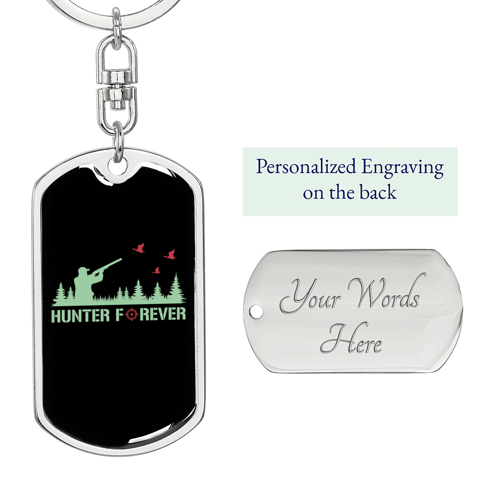 Hunter Forever Keychain Stainless Steel or 18k Gold Dog Tag Keyring-Express Your Love Gifts