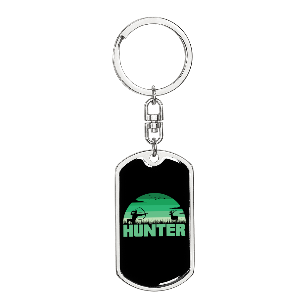 Hunter Keychain Stainless Steel or 18k Gold Dog Tag Keyring-Express Your Love Gifts